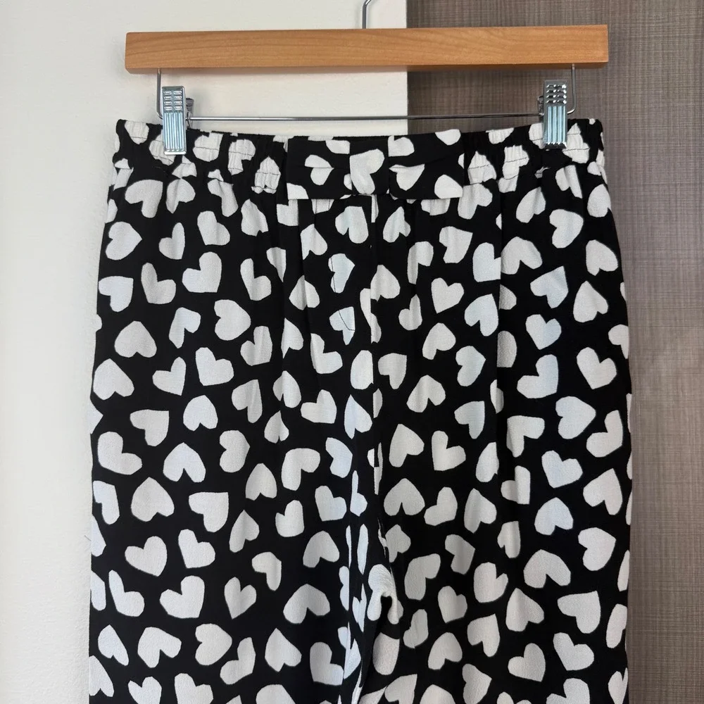 Kate Spade Black White Dancing Hearts‎ Ria Pants Pull On Size Small